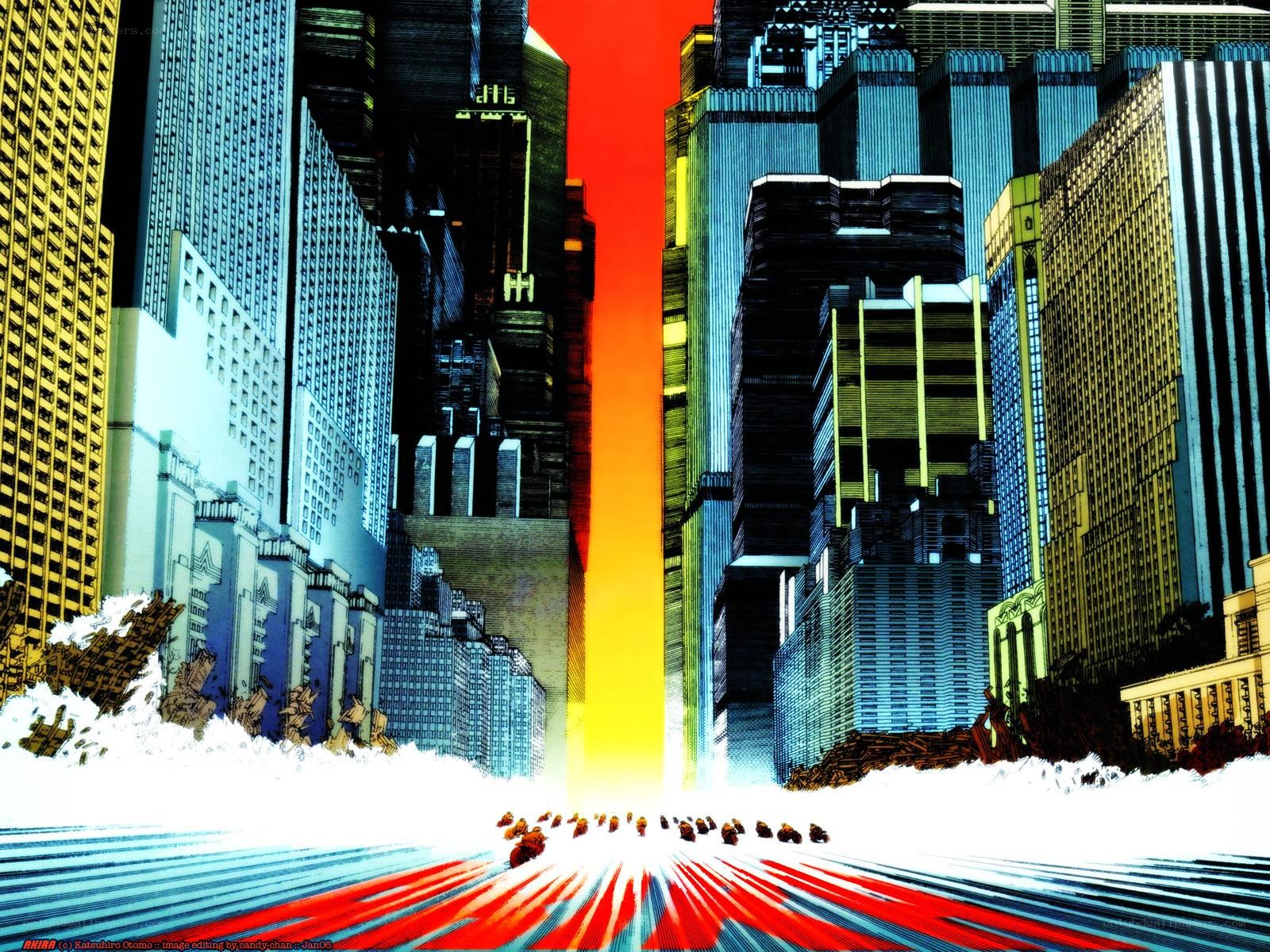 Cityscape with energy beam