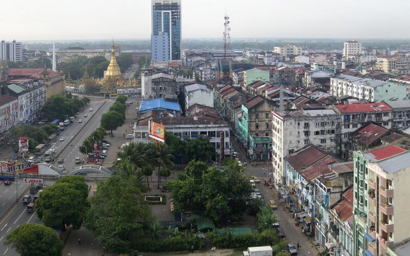 Cityscape with Golden Stupa
