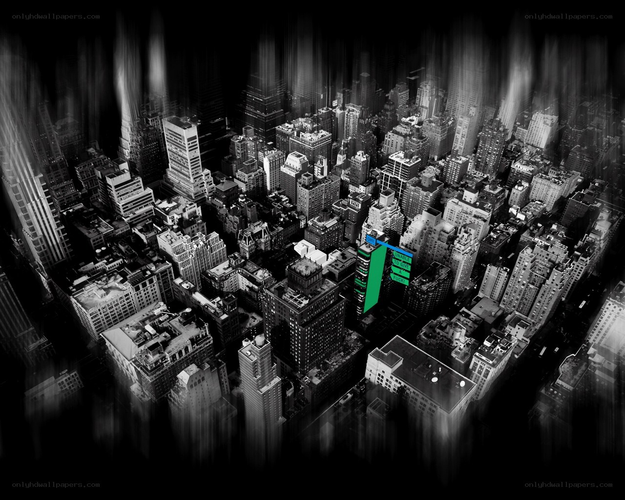 cityscape with green building