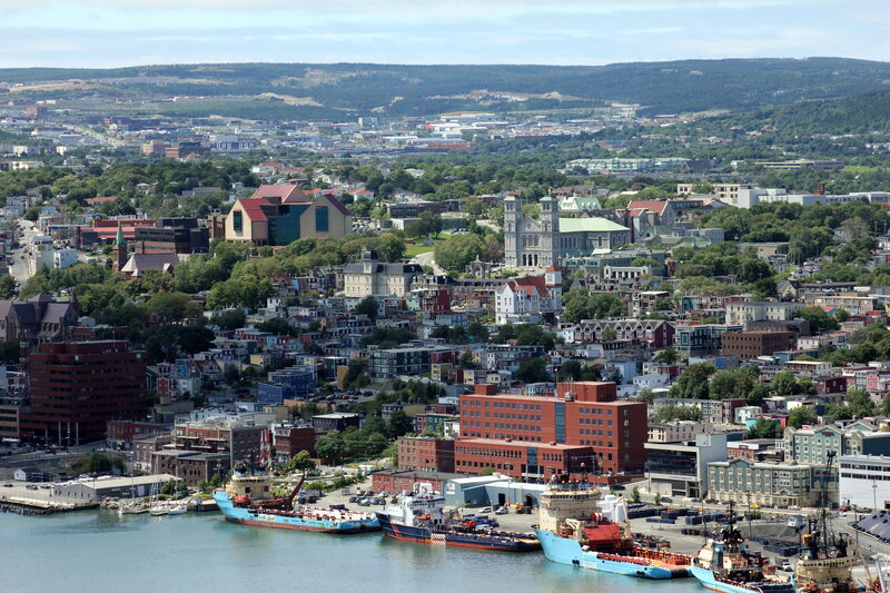 Cityscape with Harbor — Blue
