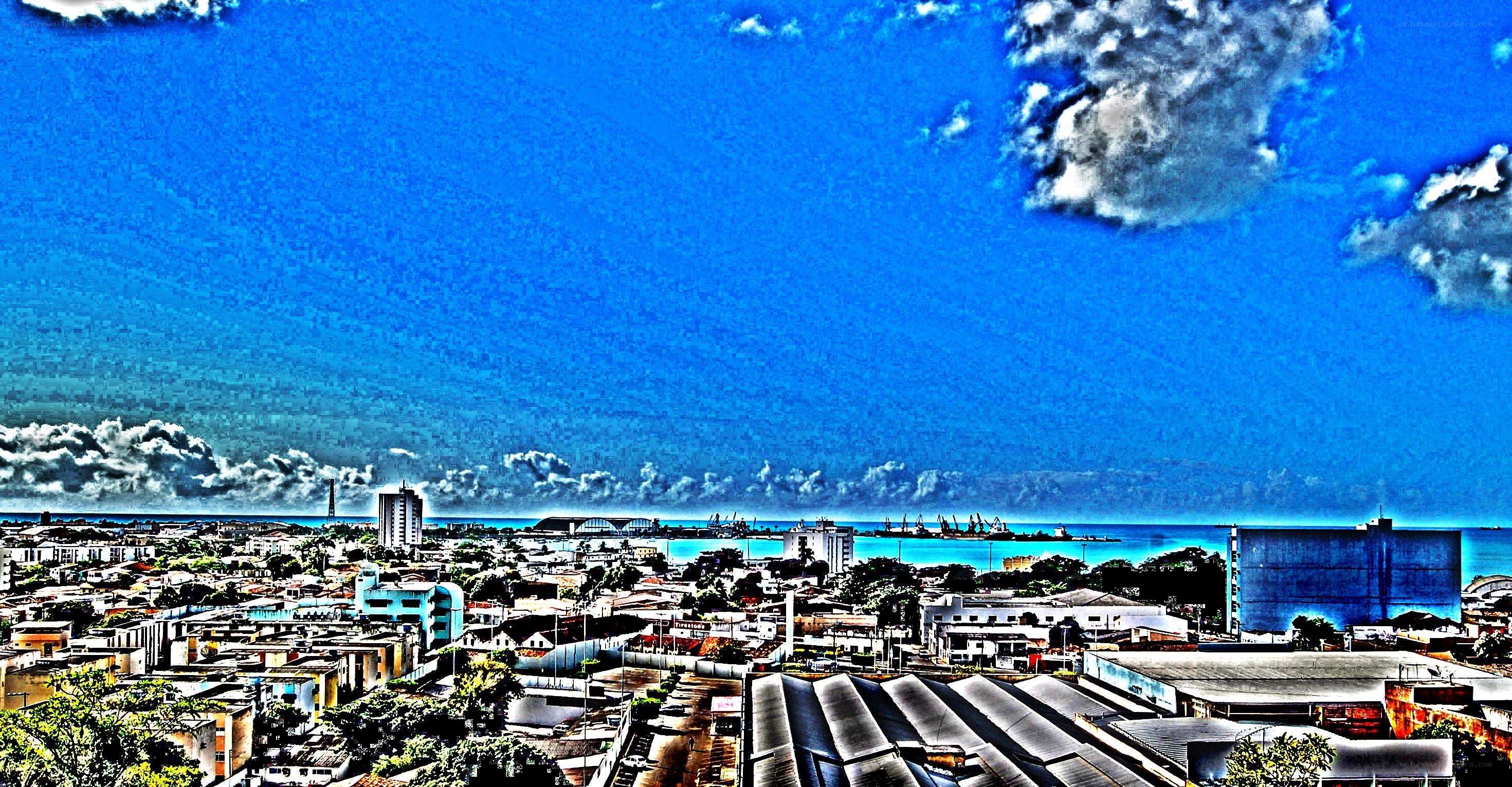 cityscape with harbor view