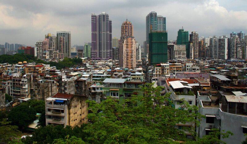 Cityscape with High-rises — Green, Overcast