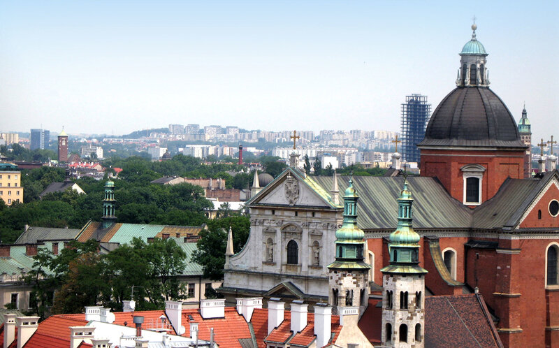 cityscape with historic church