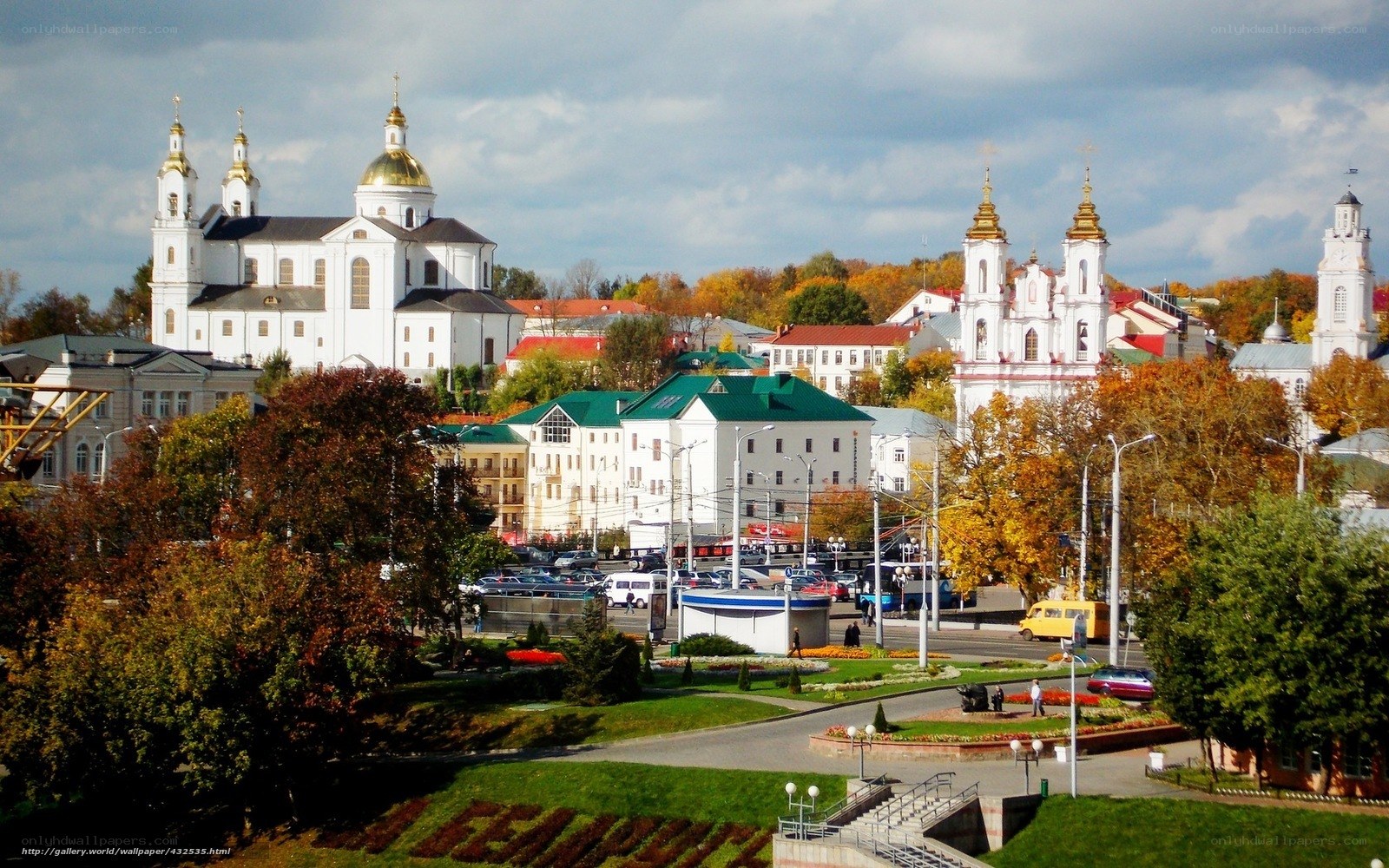 Cityscape with historic churches
