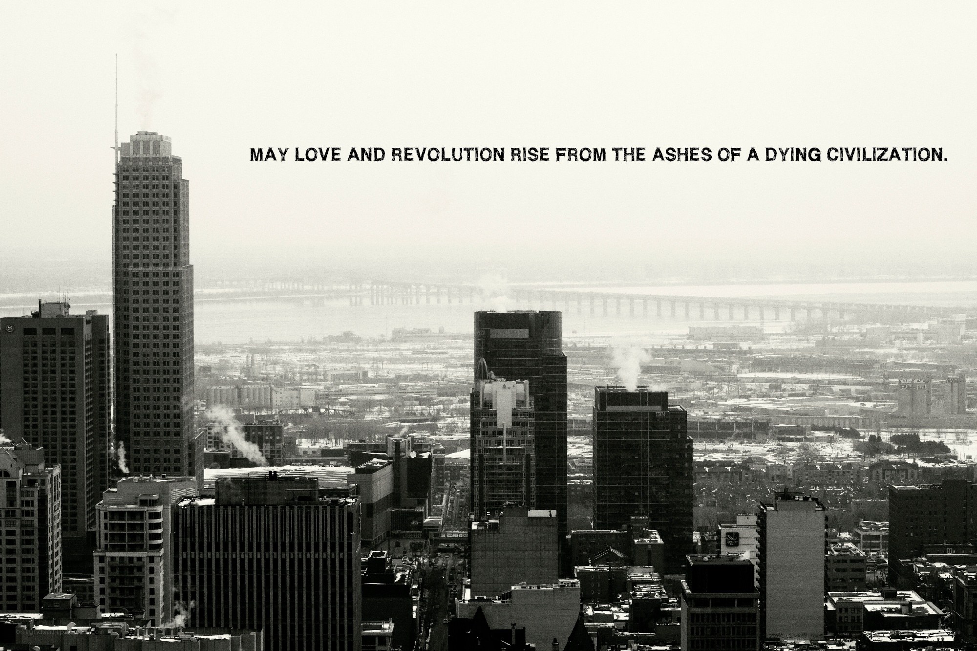 Cityscape with inspirational quote