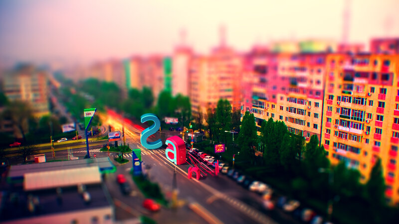 cityscape with large letters