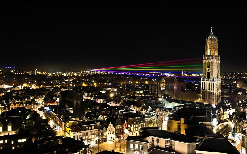 Cityscape with Laser Lights