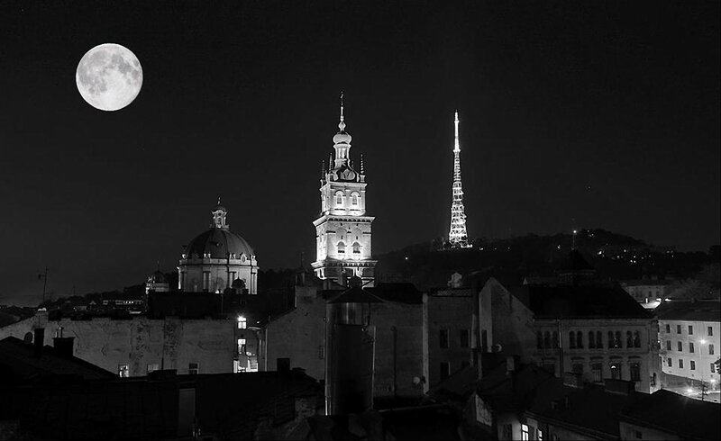 Cityscape with Moon