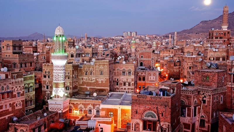 Cityscape with Mosque Minaret — Brown