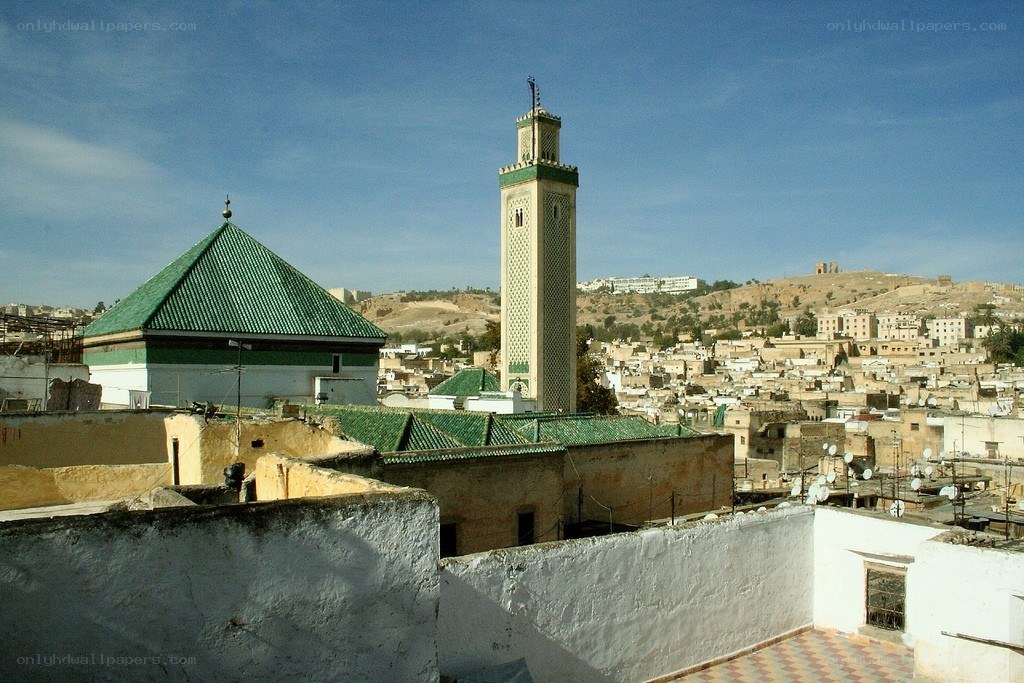 Cityscape with mosque minaret