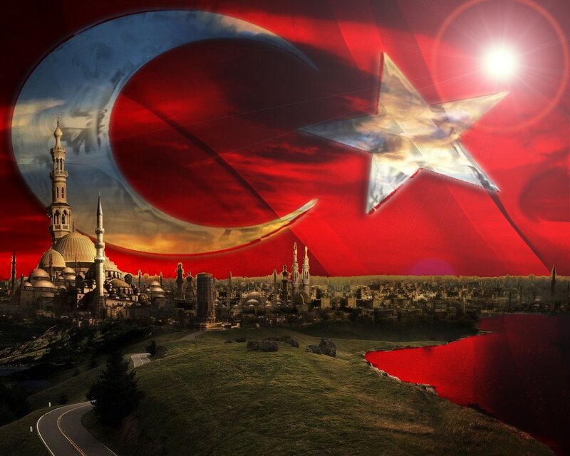 Cityscape with Mosque — Red