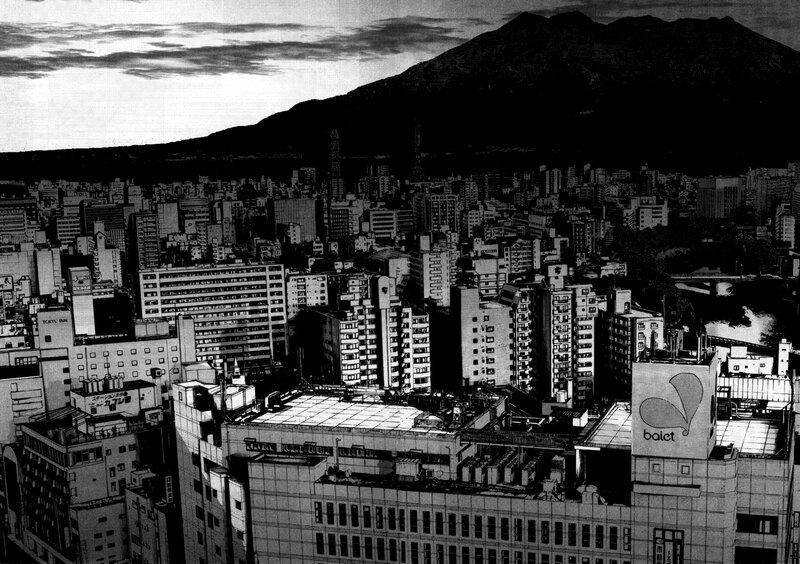 Cityscape with Mountain — Black