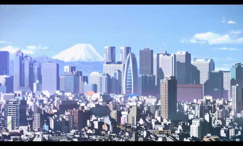 Cityscape with Mountain — Blue