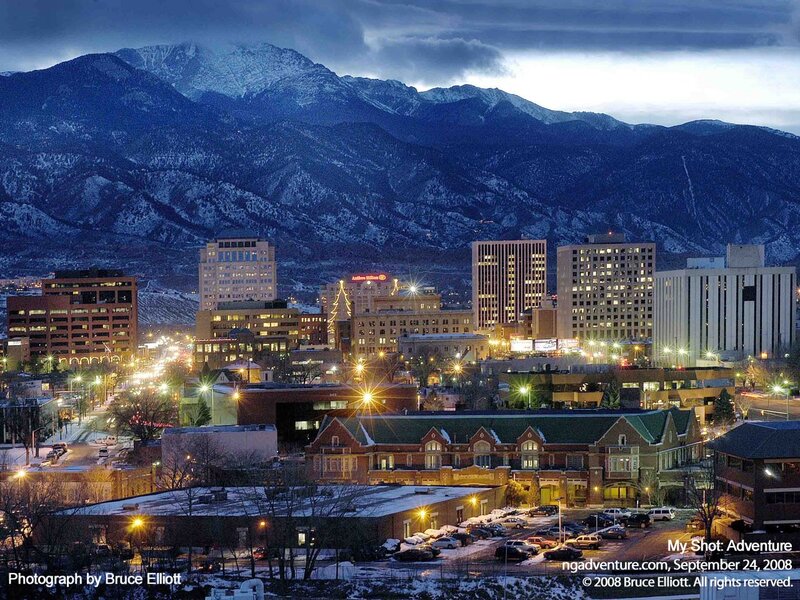 Cityscape with Mountains — Blue, Dramatic, Night