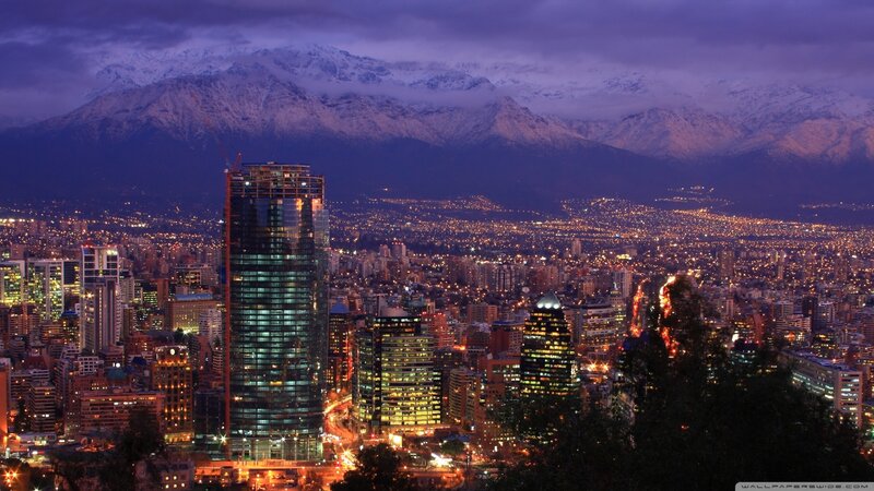 Cityscape with Mountains — Purple