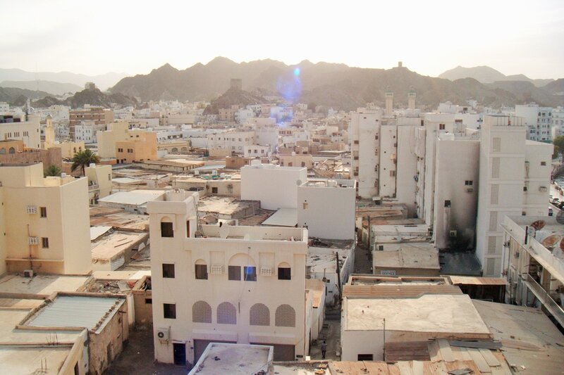 Cityscape with Mountains — White