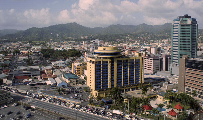 Cityscape with Mountains — Yellow