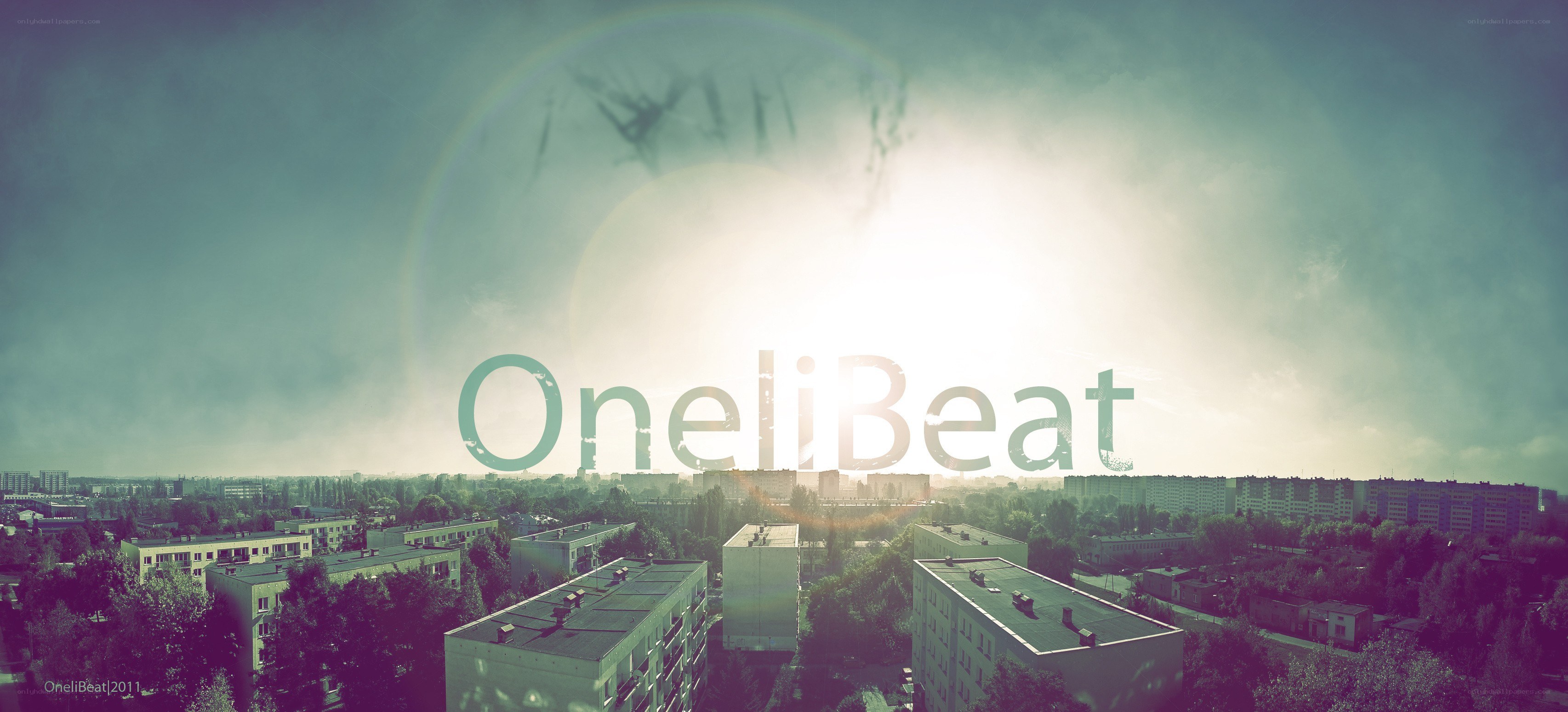 Cityscape with OneliBeat logo