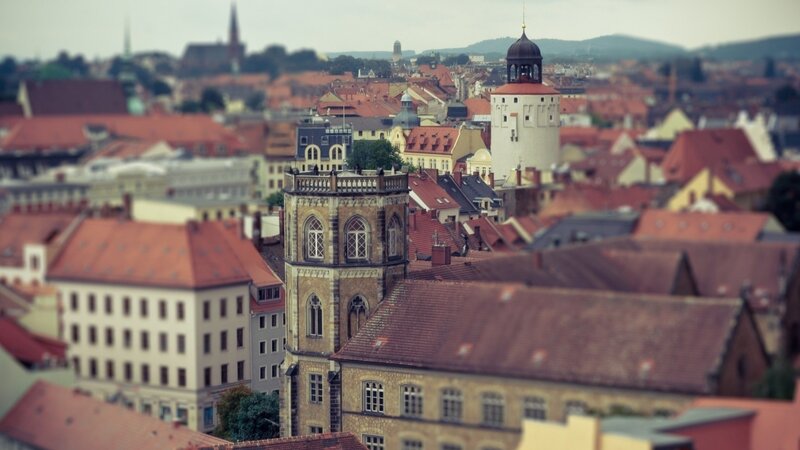cityscape with red rooftops