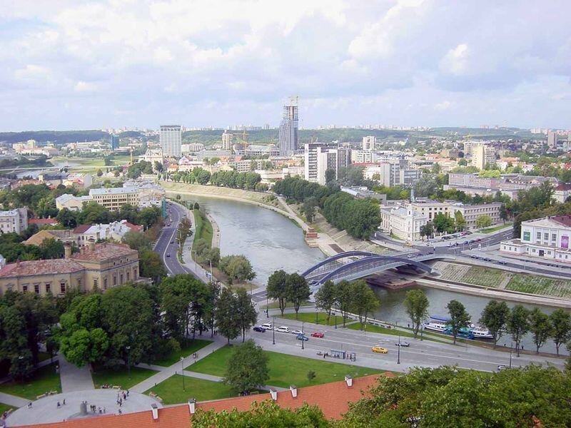 Cityscape with river and bridge