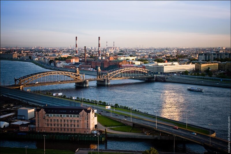Cityscape with river and bridges