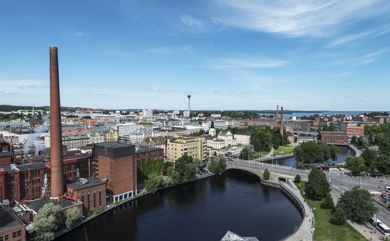Cityscape with River and Chimney