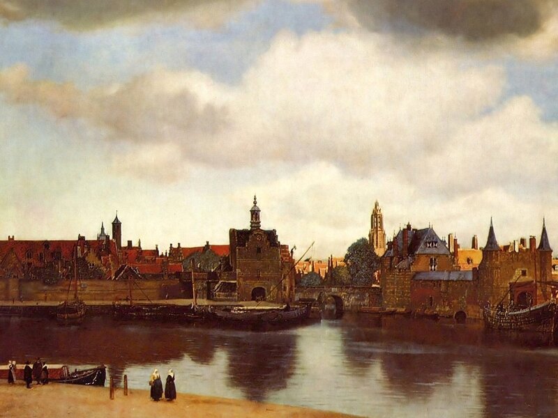 Cityscape with River — Blue, Dramatic