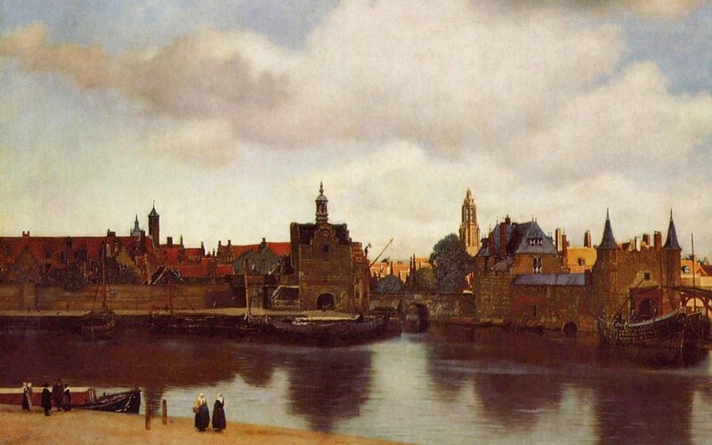 Cityscape with River — Brown