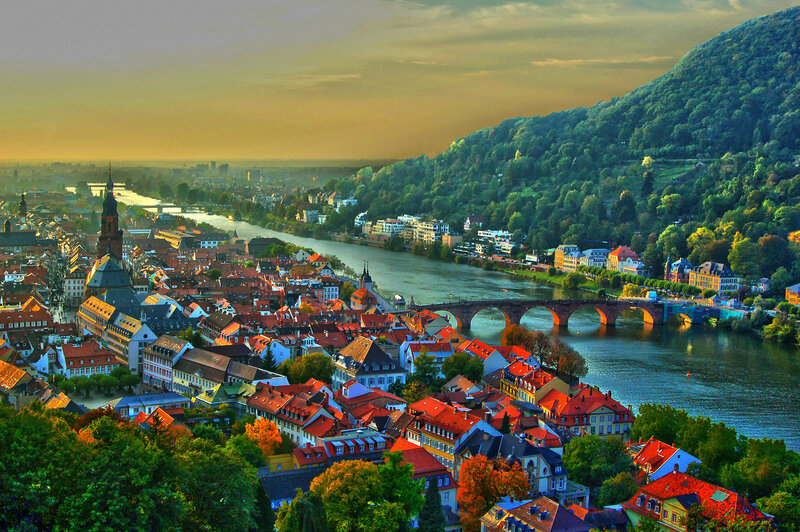 Cityscape with River — Green