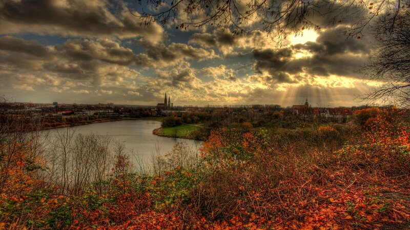 Cityscape with River — Orange