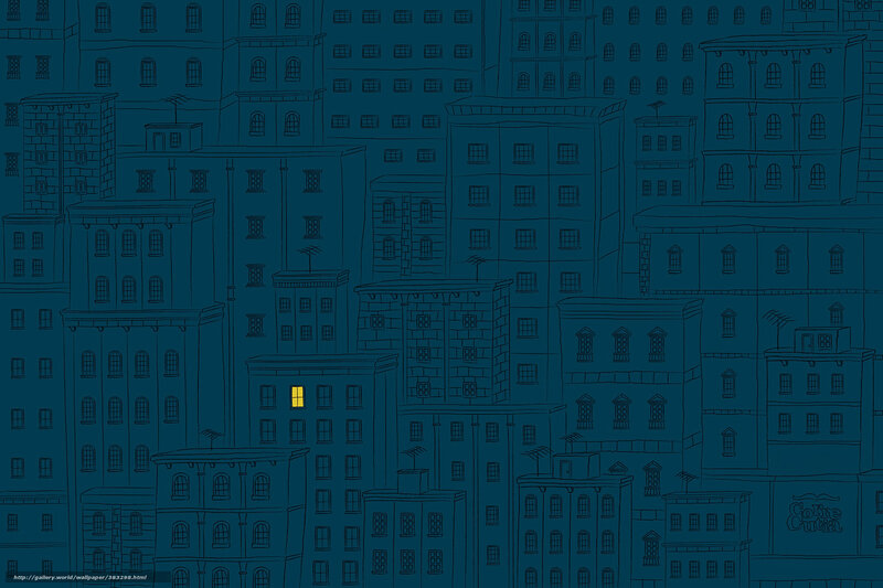 cityscape with single lit window