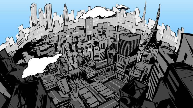 Cityscape with Skyscrapers — Blue, Dramatic, Afternoon