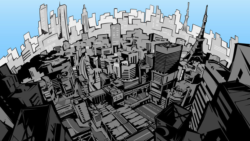 Cityscape with Skyscrapers — Blue, Dramatic