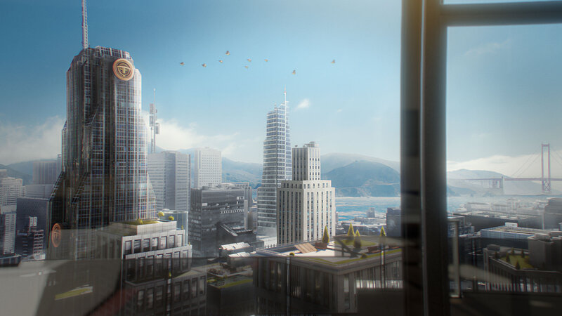 Cityscape with Skyscrapers — Blue