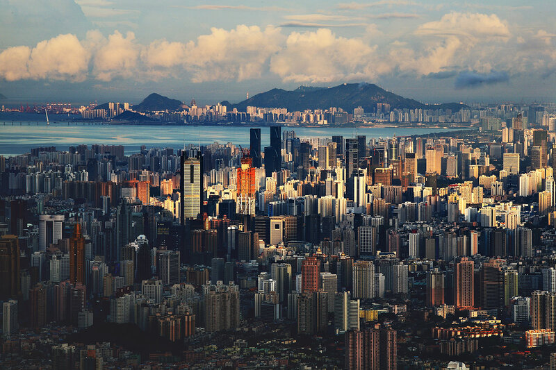 Cityscape with Skyscrapers — Gray, Dramatic