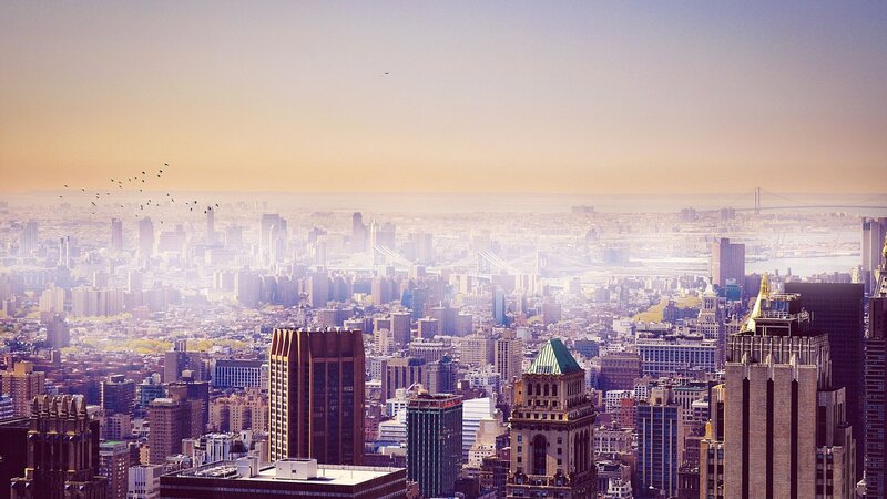 Cityscape with Skyscrapers — Orange, Serene