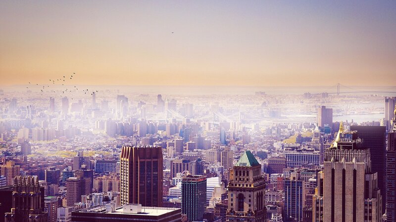 Cityscape with Skyscrapers — Orange