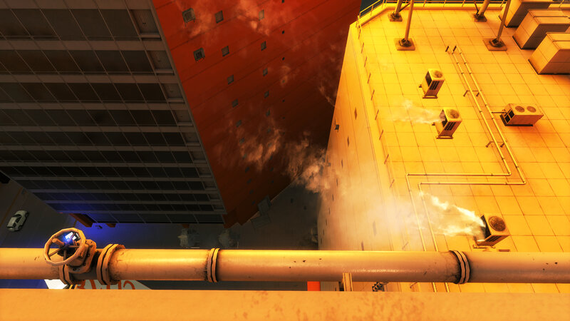 cityscape with smoke and pipes