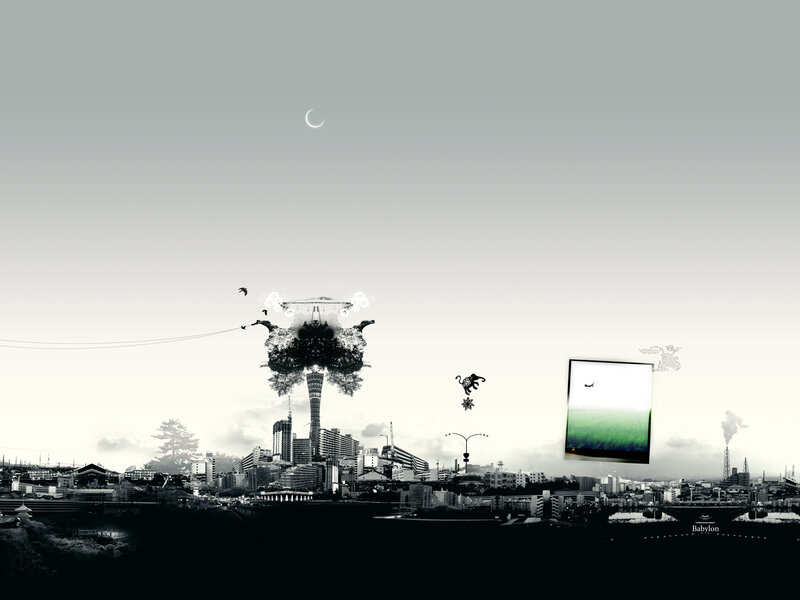 Cityscape with Surreal Elements