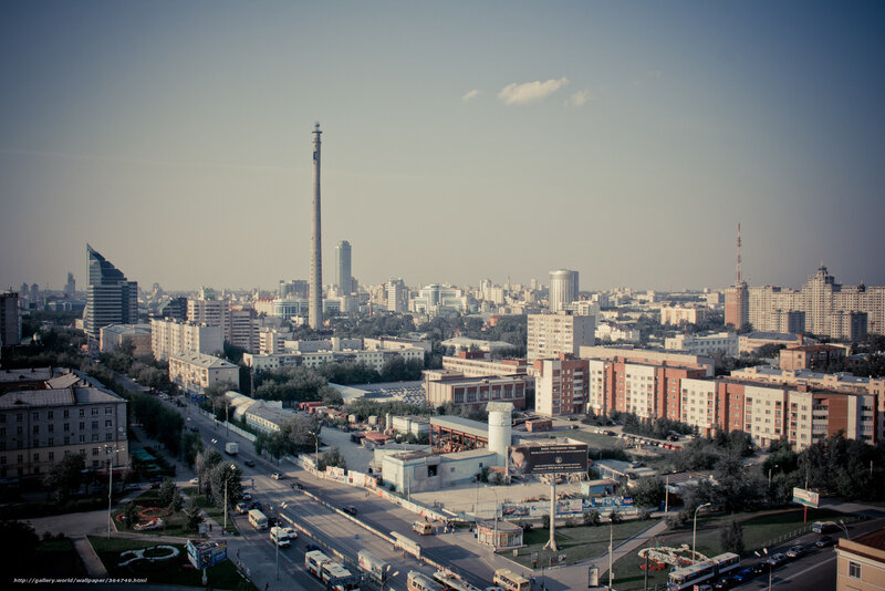 Cityscape with Tall Tower — Gray