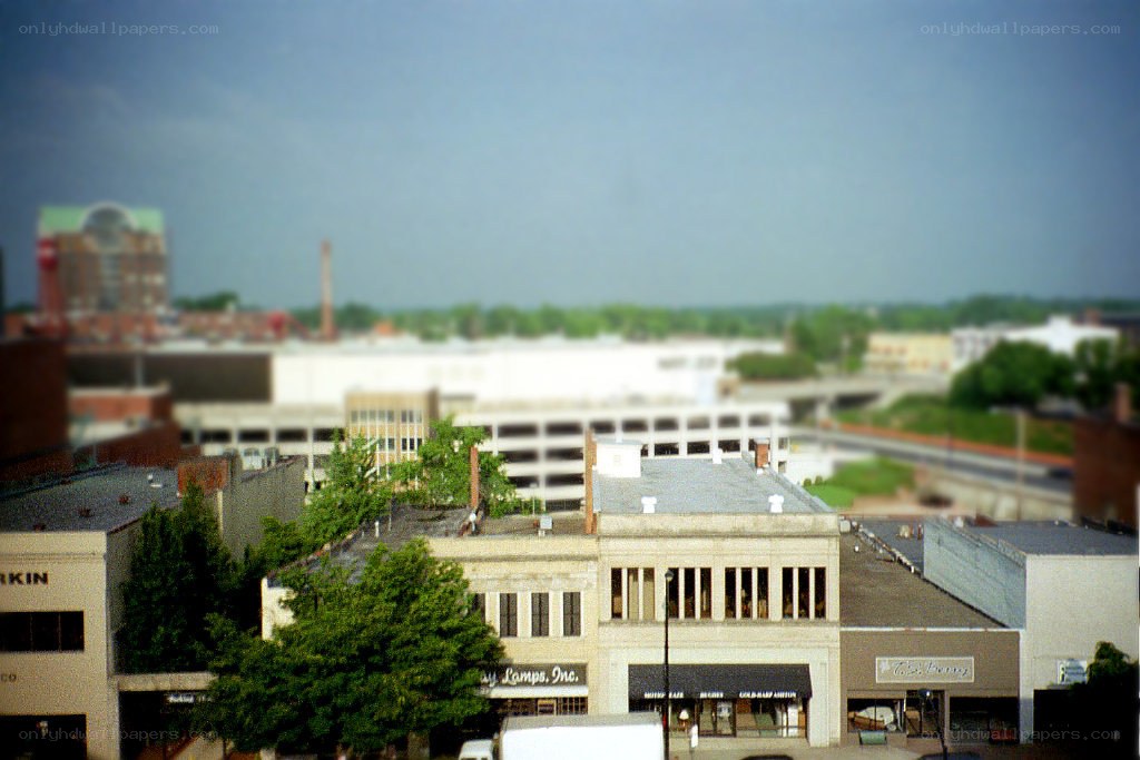 cityscape with tilt-shift effect