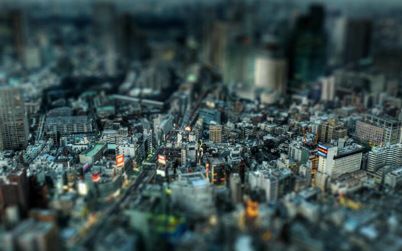 Cityscape with Tilt-shift Effect — Gray