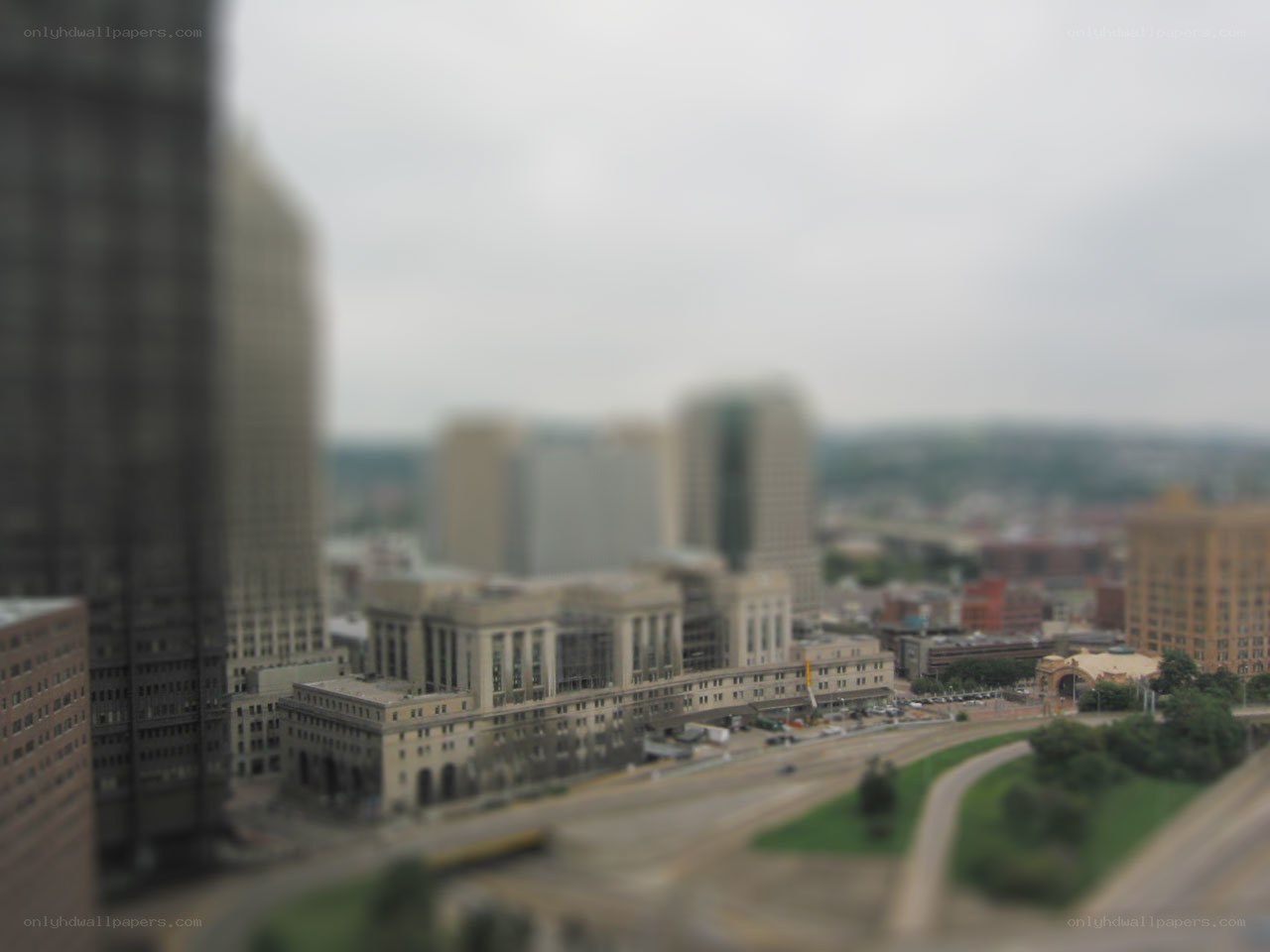 cityscape with tilt-shift effect