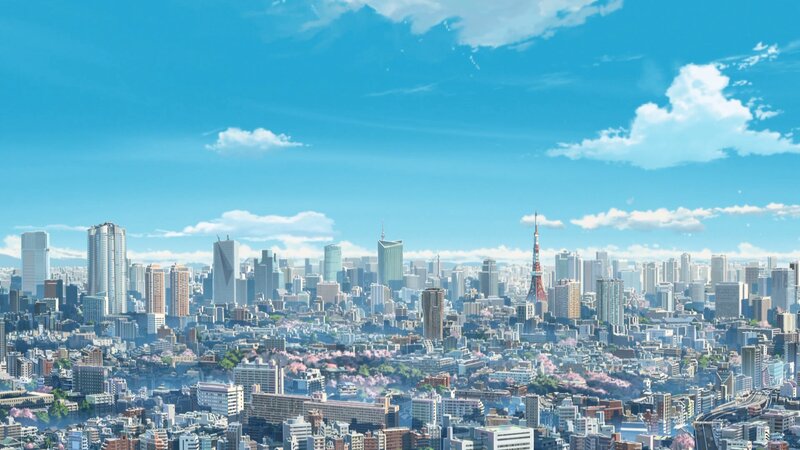 Cityscape with Tower — Blue, Serene