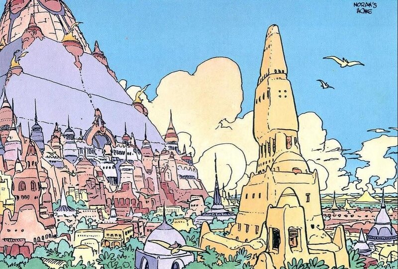 Cityscape with Towers — Blue