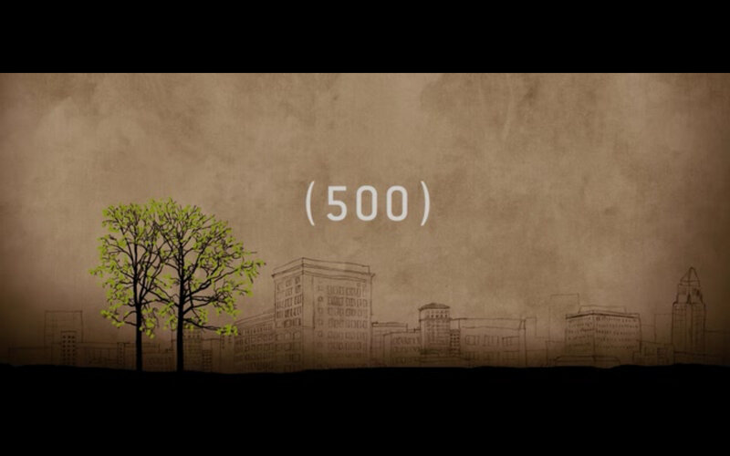 cityscape with tree and number