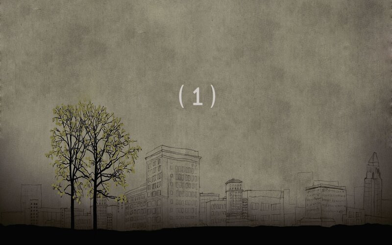 cityscape with tree and number one