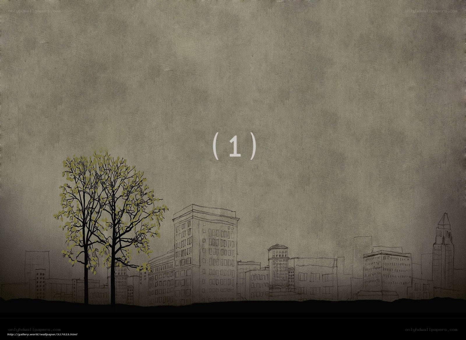 cityscape with tree and number
