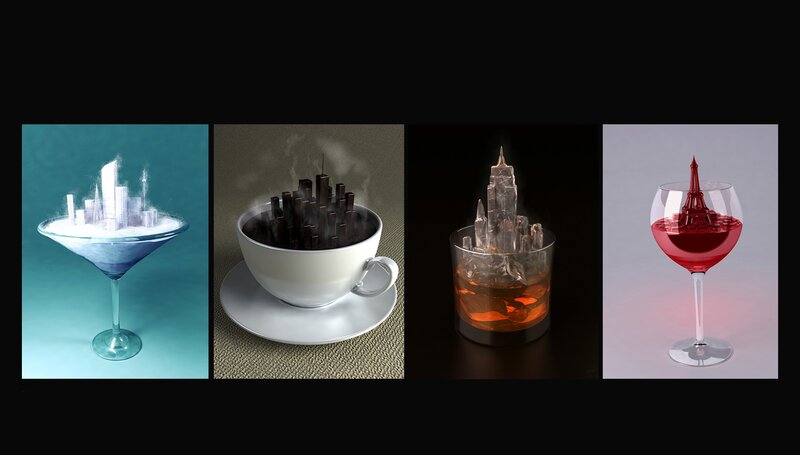 cityscapes in drinks