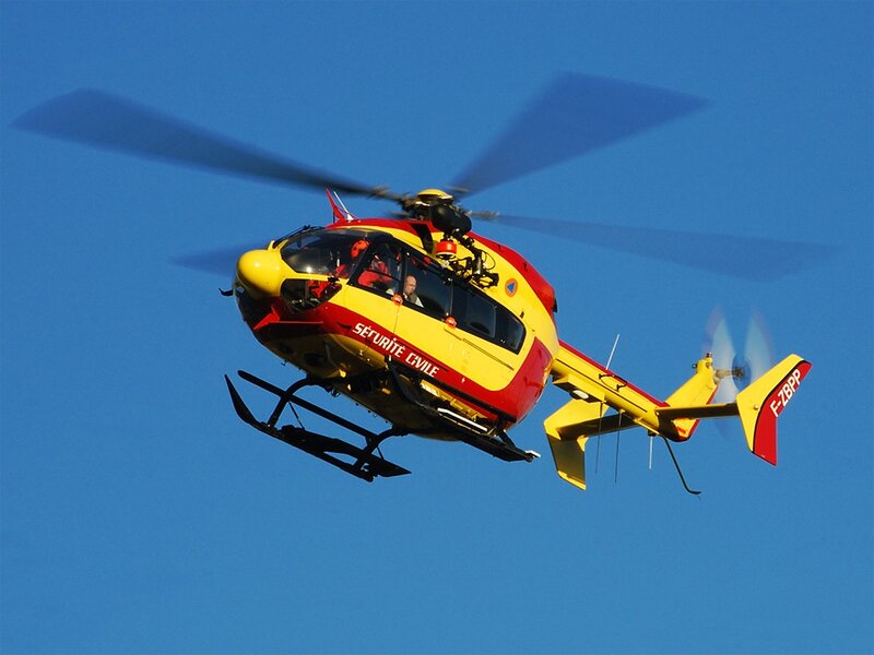 Civil security helicopter in flight